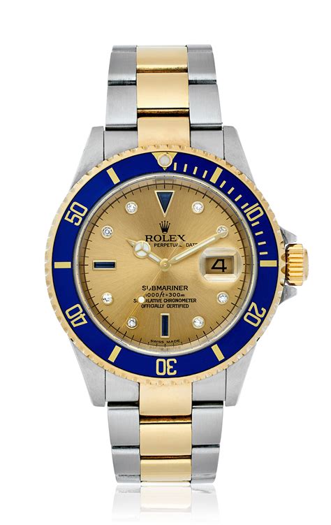 rolex submariner two tone silver serti dial|Rolex Submariner 16613 men watch.